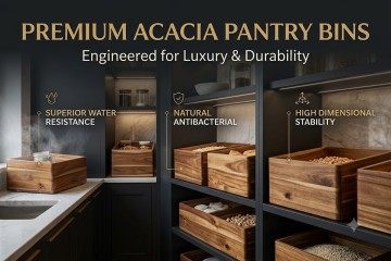 Elevate High-End Retail Lines with Luxury Acacia Storage Bins for Modern Pantry Architecture
